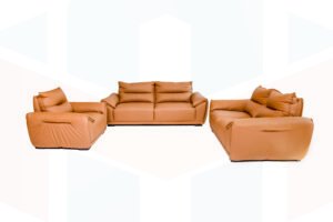 3-Piece Brown Leather Sofa Set